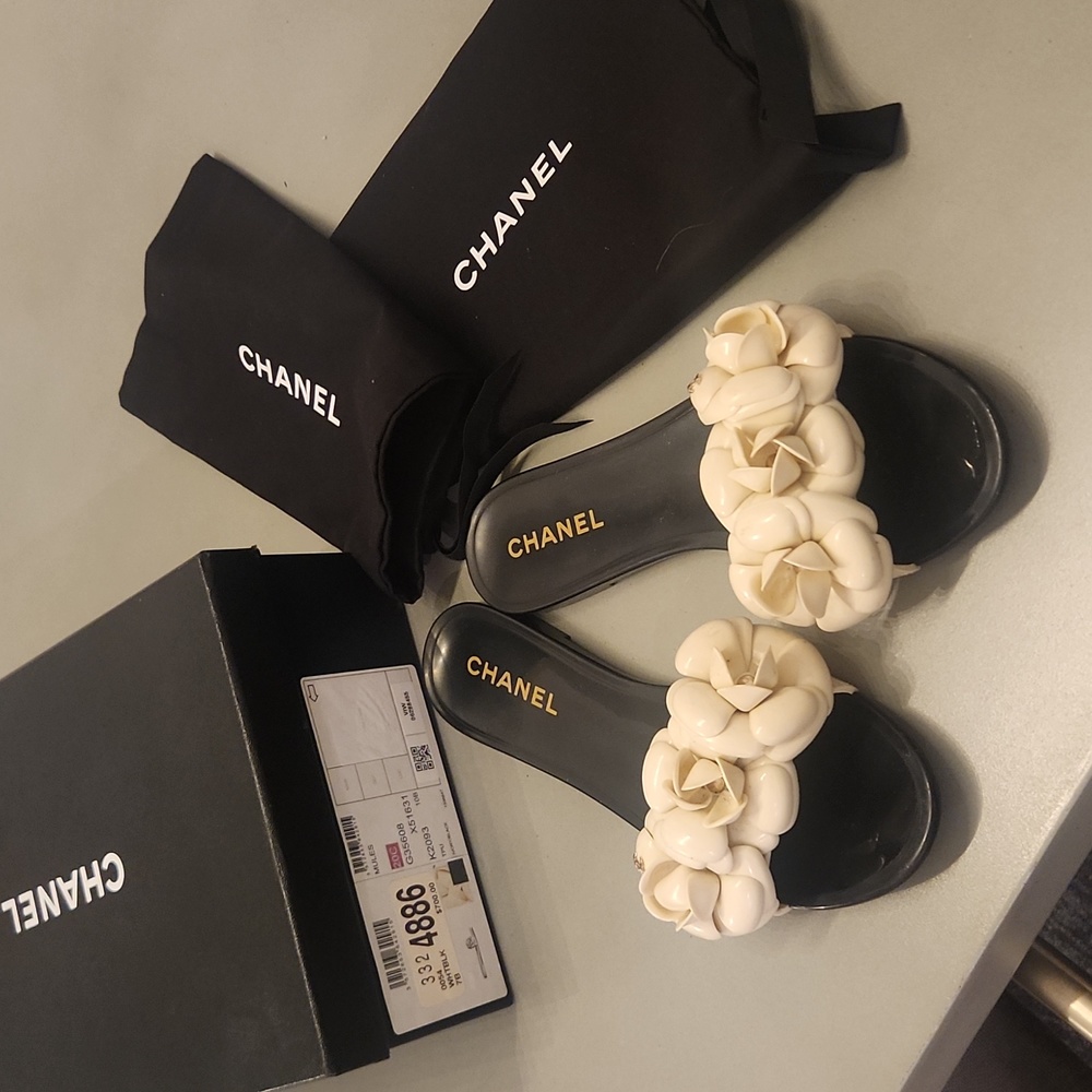 Chanel rubber slides with flower 37 - Picture 3 of 17